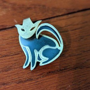Vintage James H. Hall Yankee Silversmith Blue Enamel Siamese Cat Pin Brooch